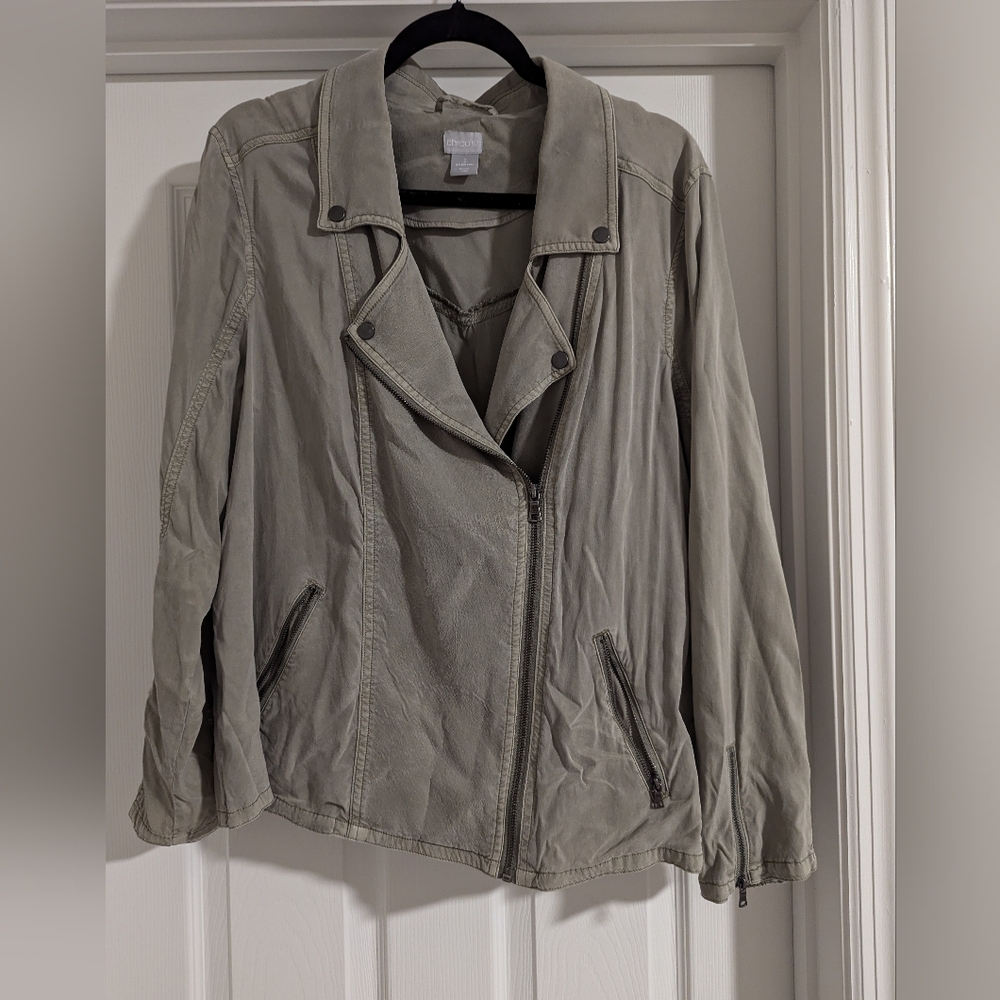 Chico's Army Green Jacket Size 2 (12/14)